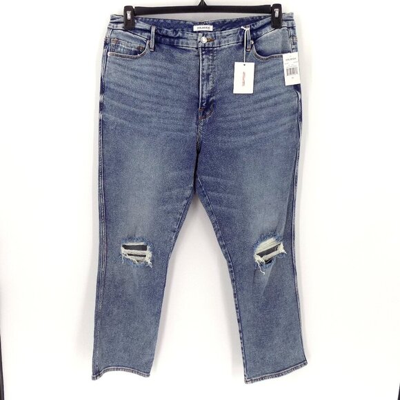 Good American Good Curve Straight Jeans Size 16 high-rise Med blue wash - Picture 1 of 5